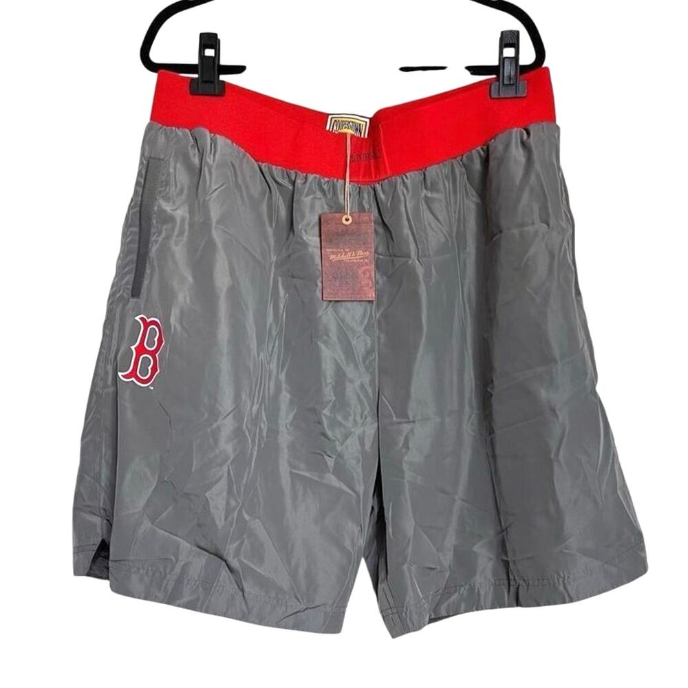 Mitchell & Ness Shorts Mens Sz 2XL Gray Insignia MLB Baseball Boston Red Sox NWT